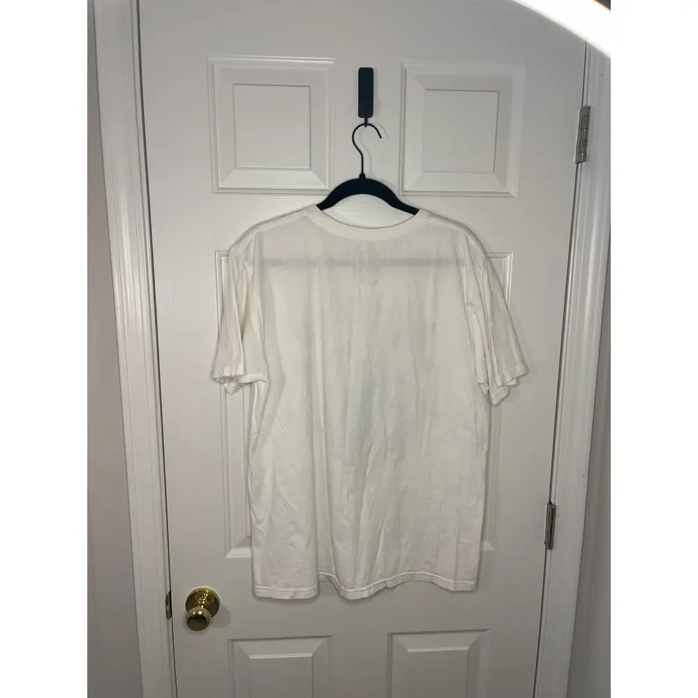 Adidas Pursuit of Hoops Blue Print White Tee Shirt Men's sz. L